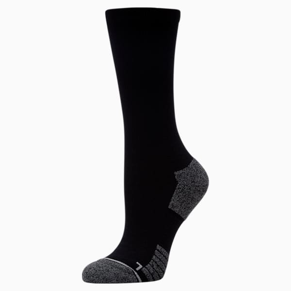 Men's Terry Crew Length Socks [1 Pack], BLACK / GREY